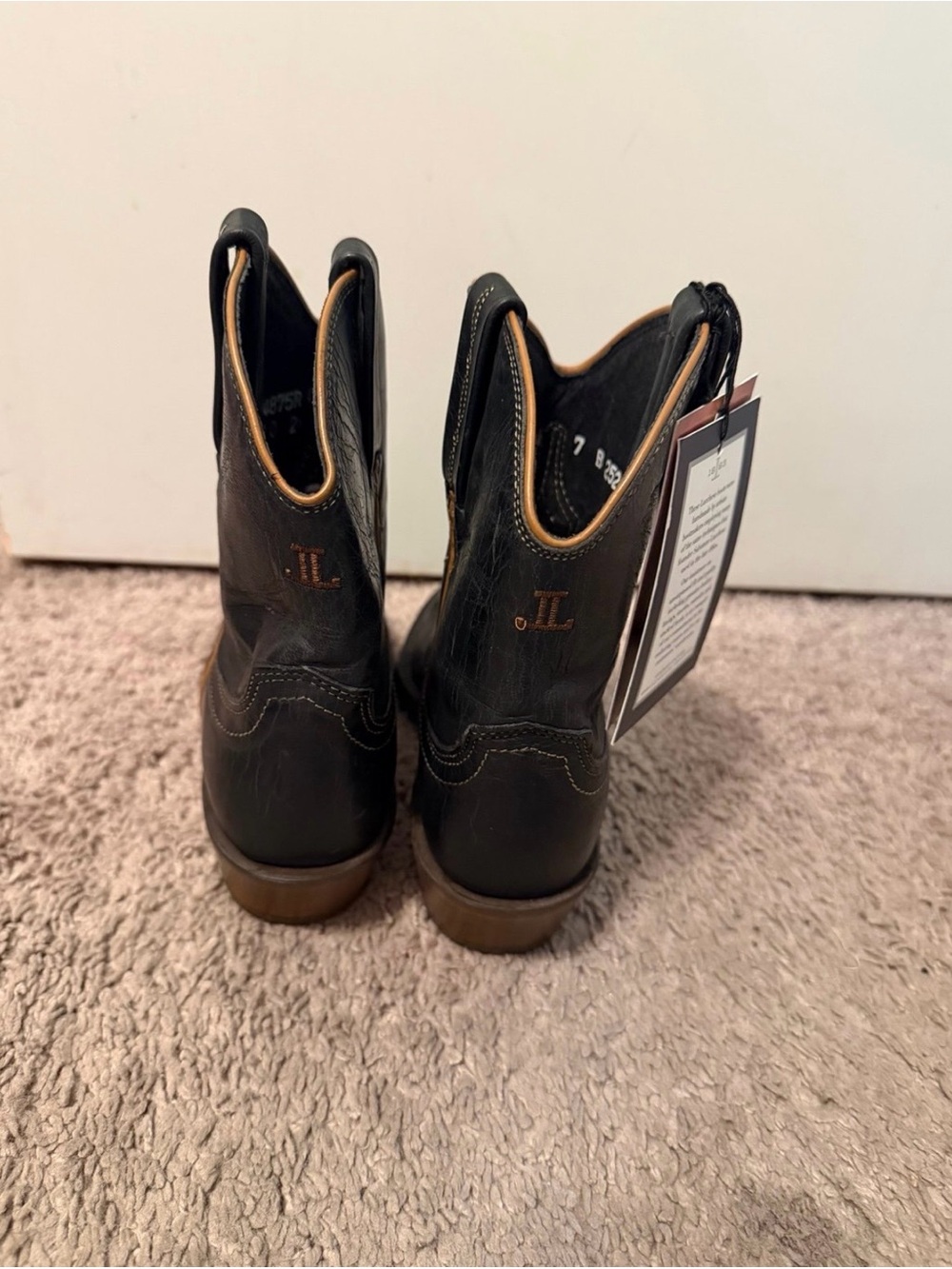Lucchese Black Leather Western Boots - Picture 5 of 10